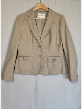 Vintage Y2K Banana Republic Khaki Tan Cotton Blend Utility Safari Blazer Size 14